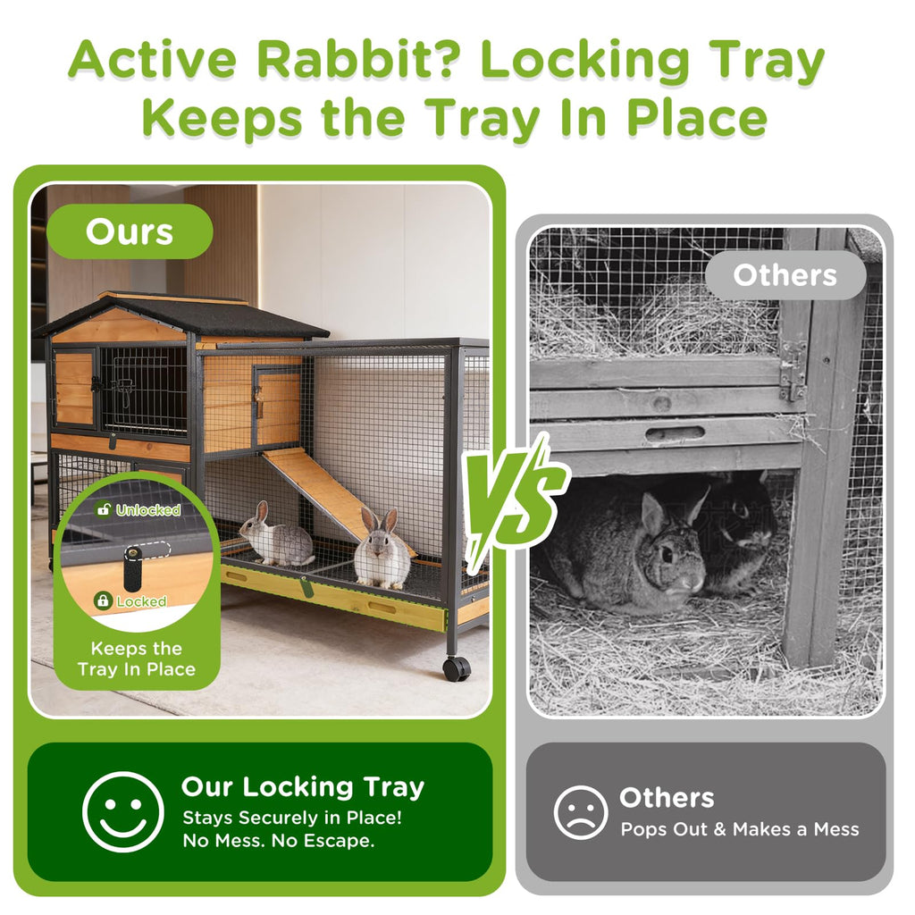 2-Story Rabbit Hutch with Metal Frame and 6 Locking Casters R249951