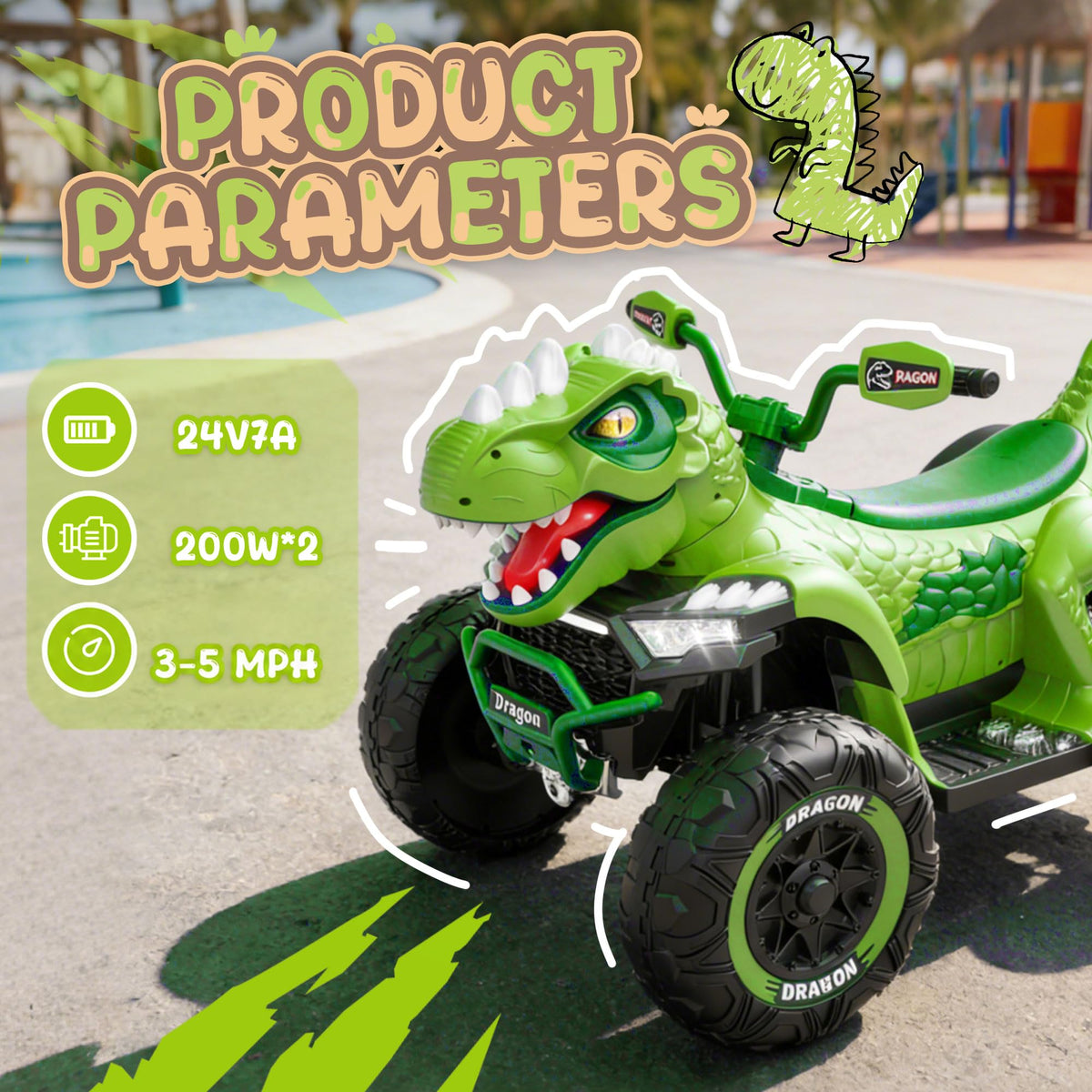 24V 2-Seater Ride on ATV with Parental Control E24431