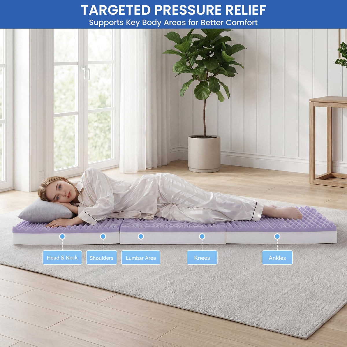 4 Inch Tri-Fold Memory Foam Mattress with Washable Cover B8178