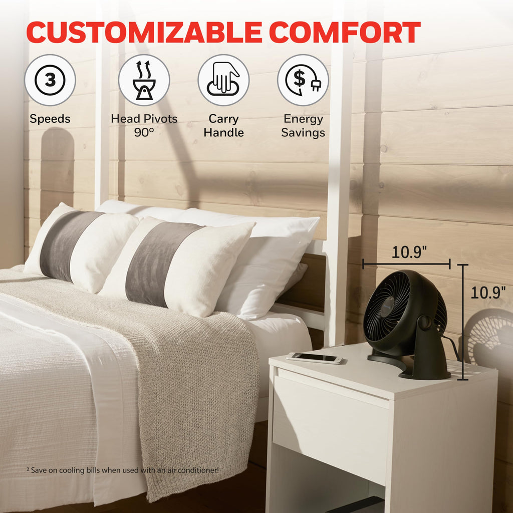 Black 3 Speed Tabletop Air Circulator Fan C81193