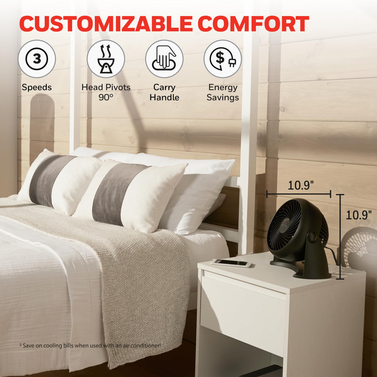 Black 3 Speed Tabletop Air Circulator Fan C81193