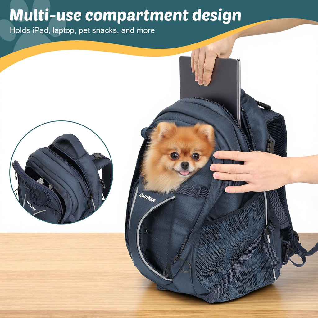 Dog Backpack Carrier, 2-in-1 Foldable 18 lbs Nylon Pet Travel Bag V1529