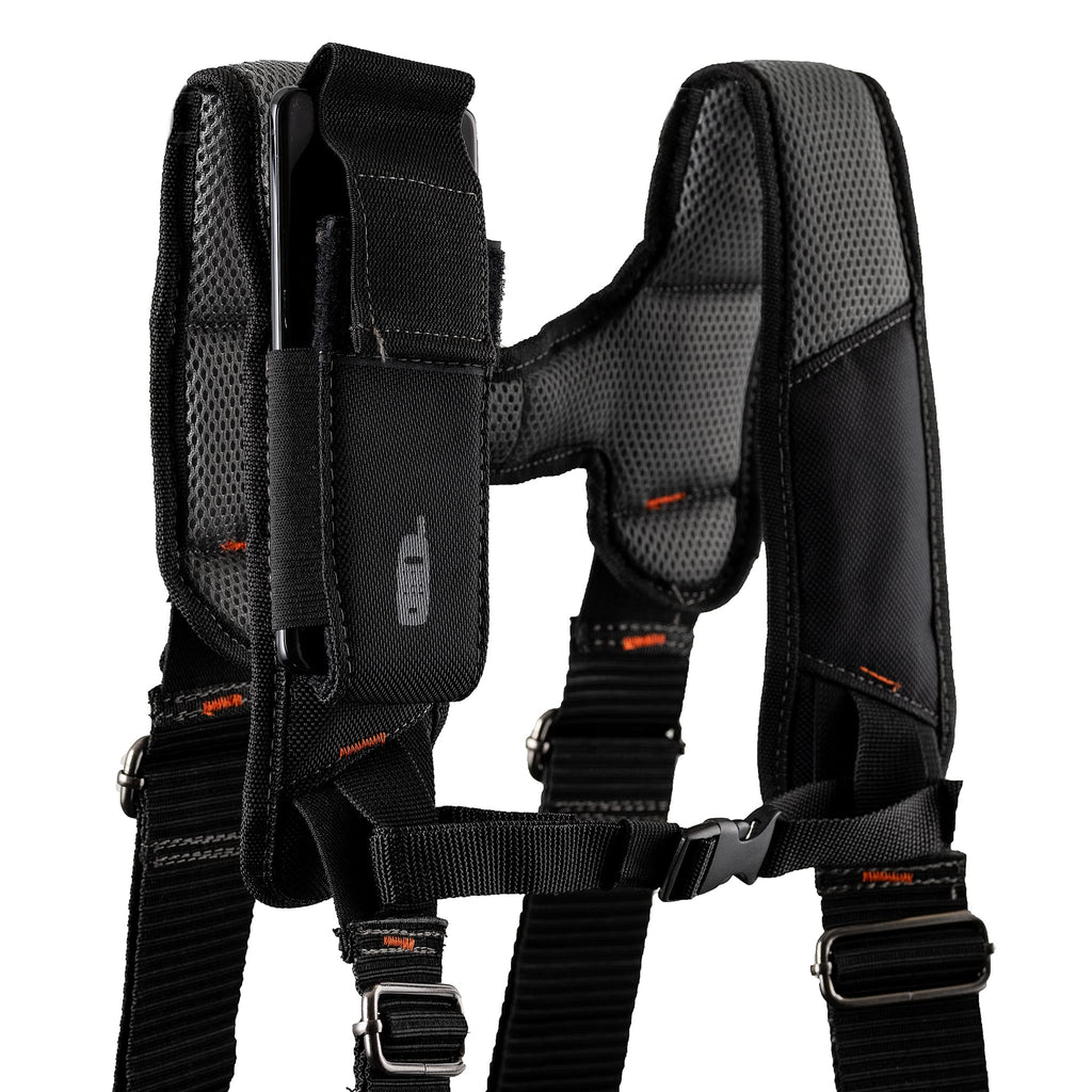 Black 1680 Denier Poly Carpenter’s Tool Belt with Suspenders D1234