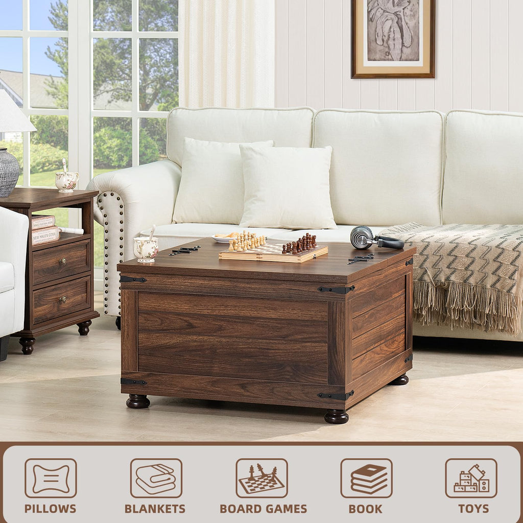 Brown Walnut Coffee Table with Hidden Storage S508