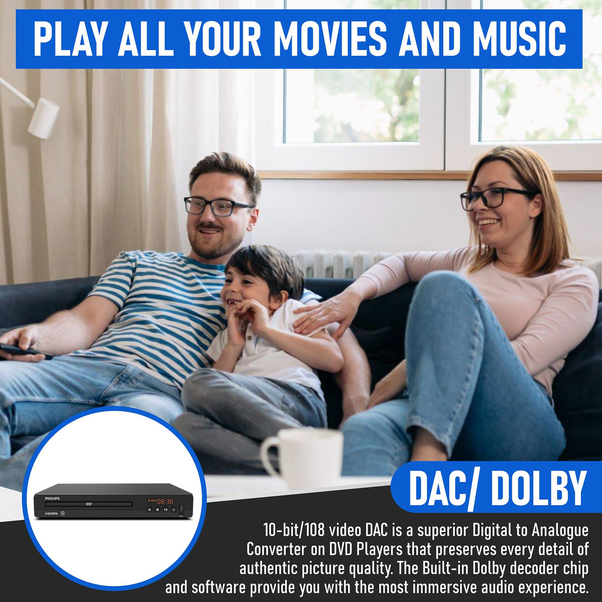 DVD Player with HDMI Port 1080P All Region USB Input Remote Control O149