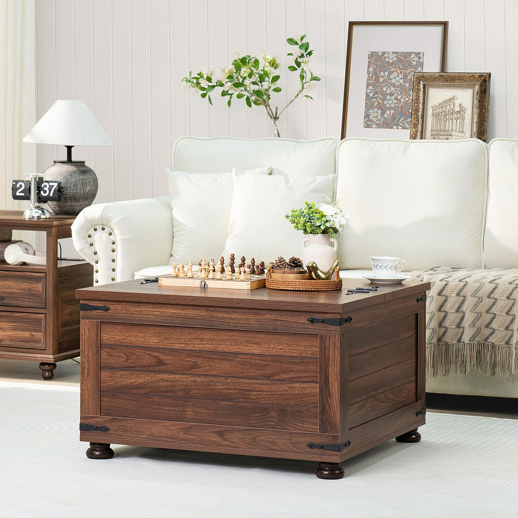 Brown Walnut Coffee Table with Hidden Storage S508