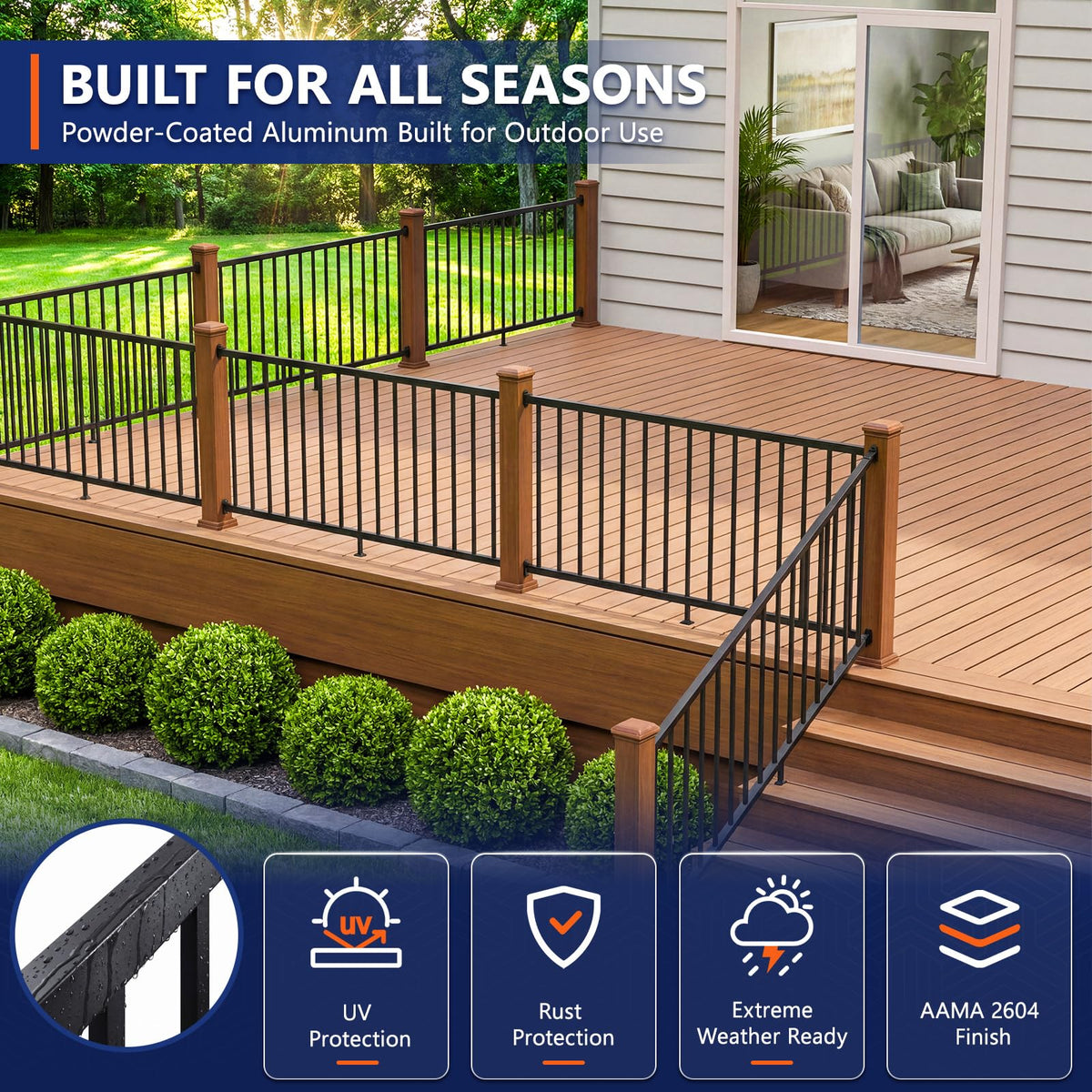 6 ft W Real Aluminum Stair Railing Kit K894