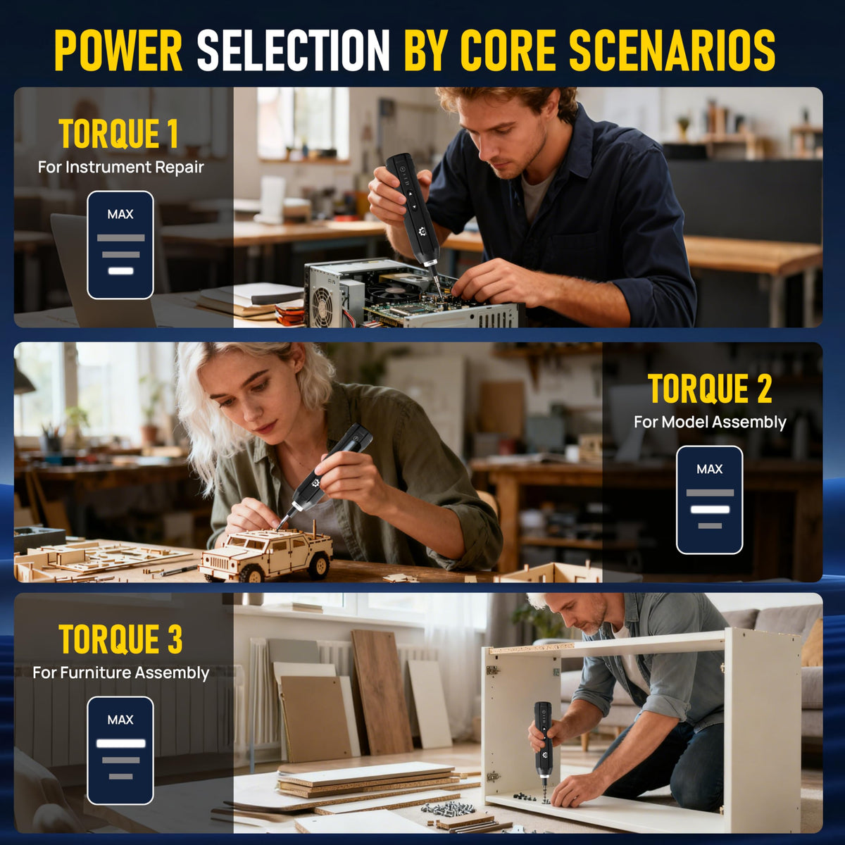 4V Electric Torque Screwdriver Set with 35 Magnetic Bits and Storage Box T87285