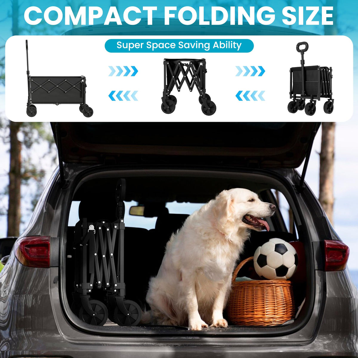 Collapsible Wagon with Tailgate, 350lbs Capacity E2013