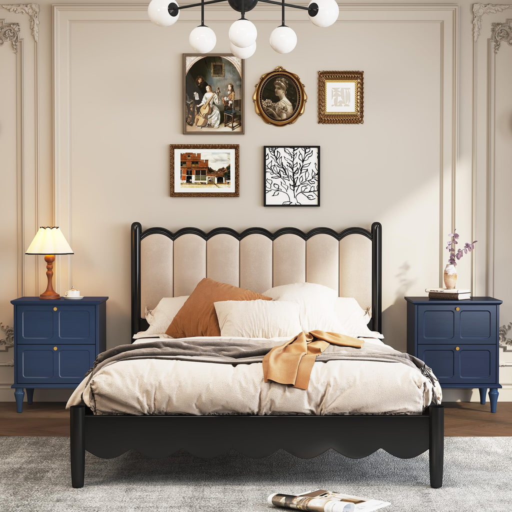 Blue Wood Nightstands Set of 2 with 2 Drawers M59374