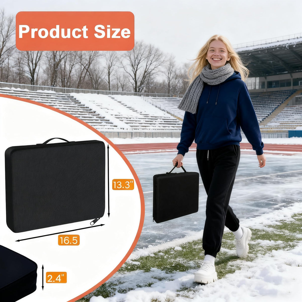 Black 2 Pack Heated Stadium Seat Cushions N623