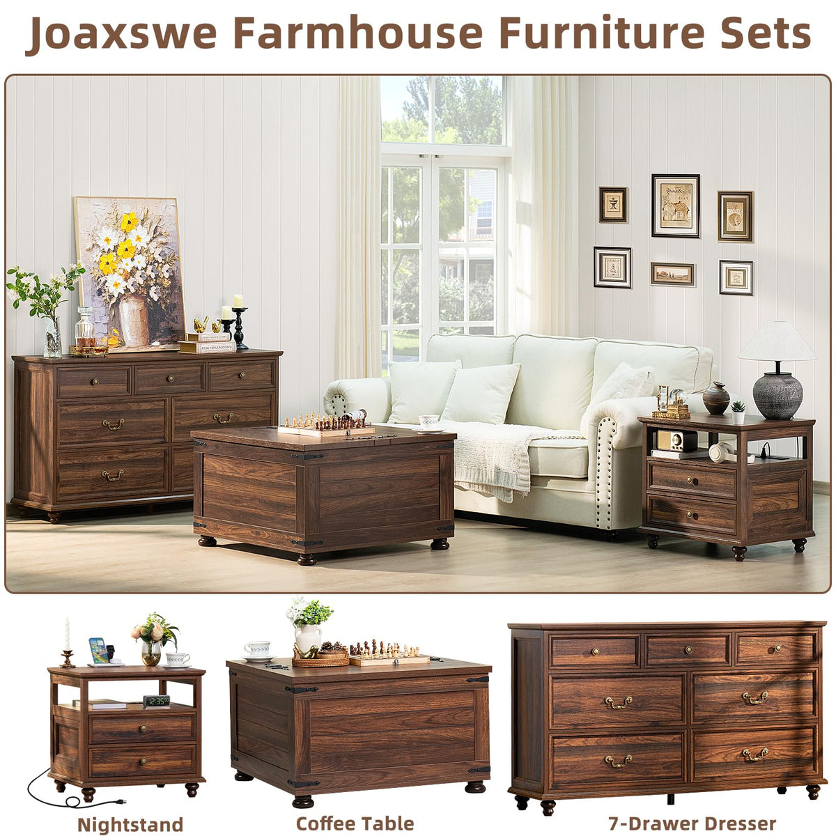 Brown Walnut Coffee Table with Hidden Storage S508