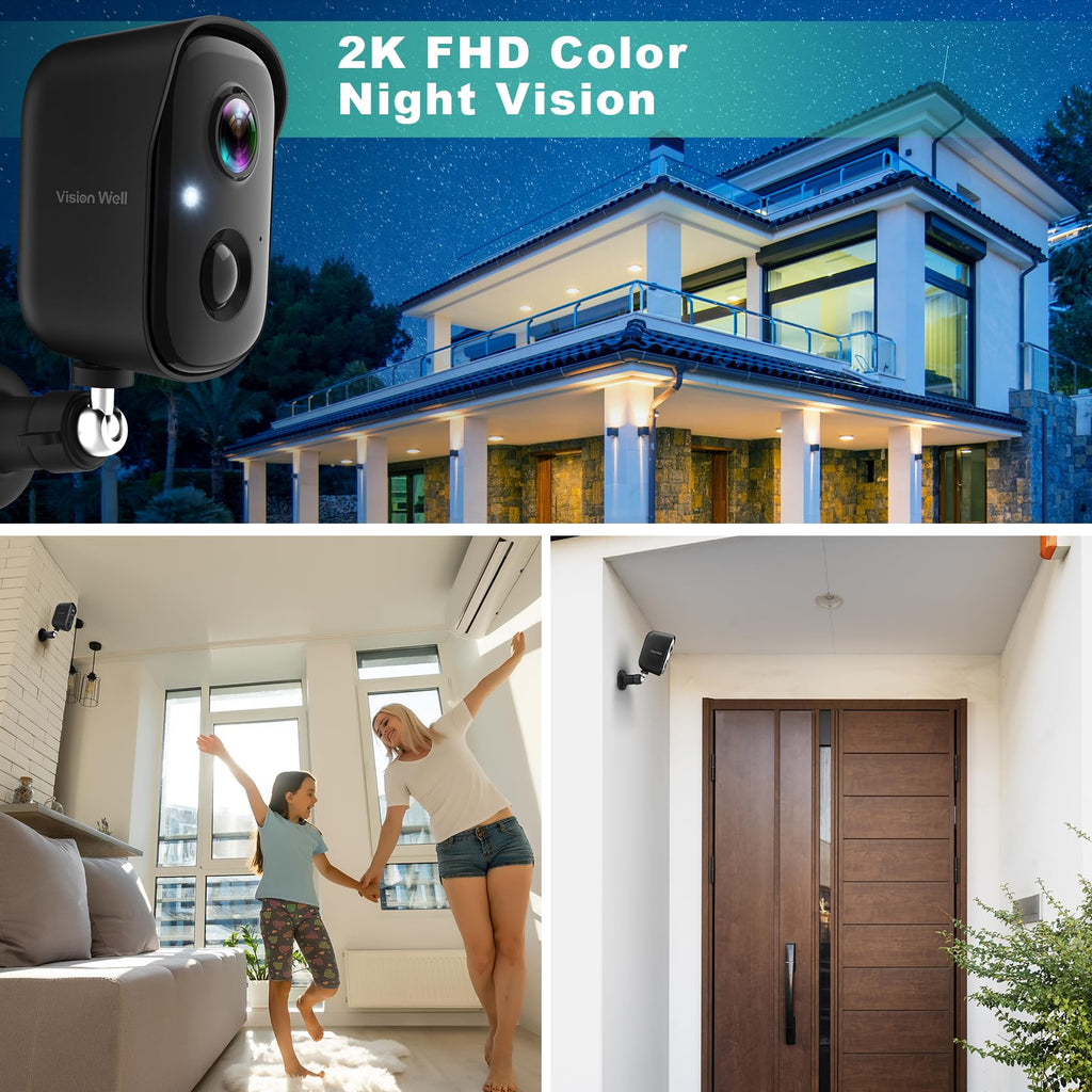 Wireless Outdoor Security Camera 2K Battery Powered R947702