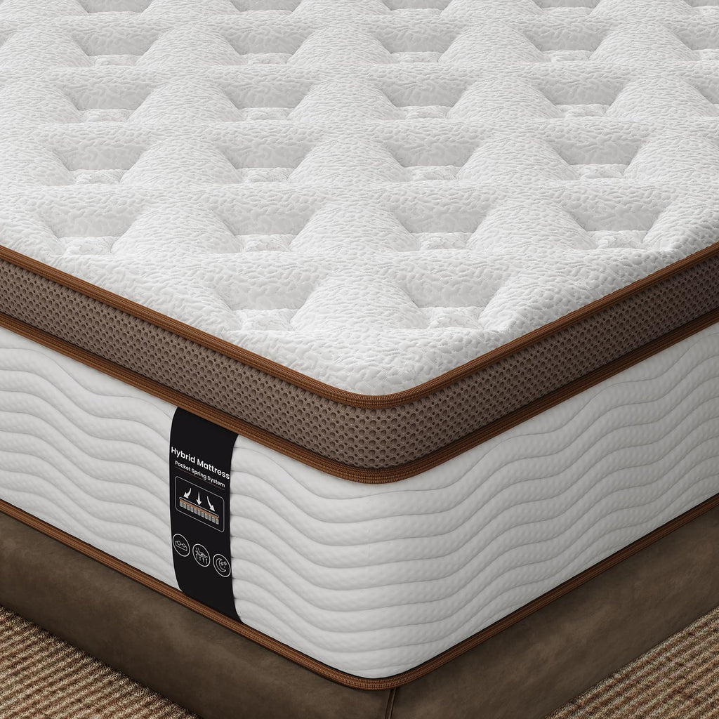 Queen Size 14 Inch Hybrid Mattress with Memory Foam R1915