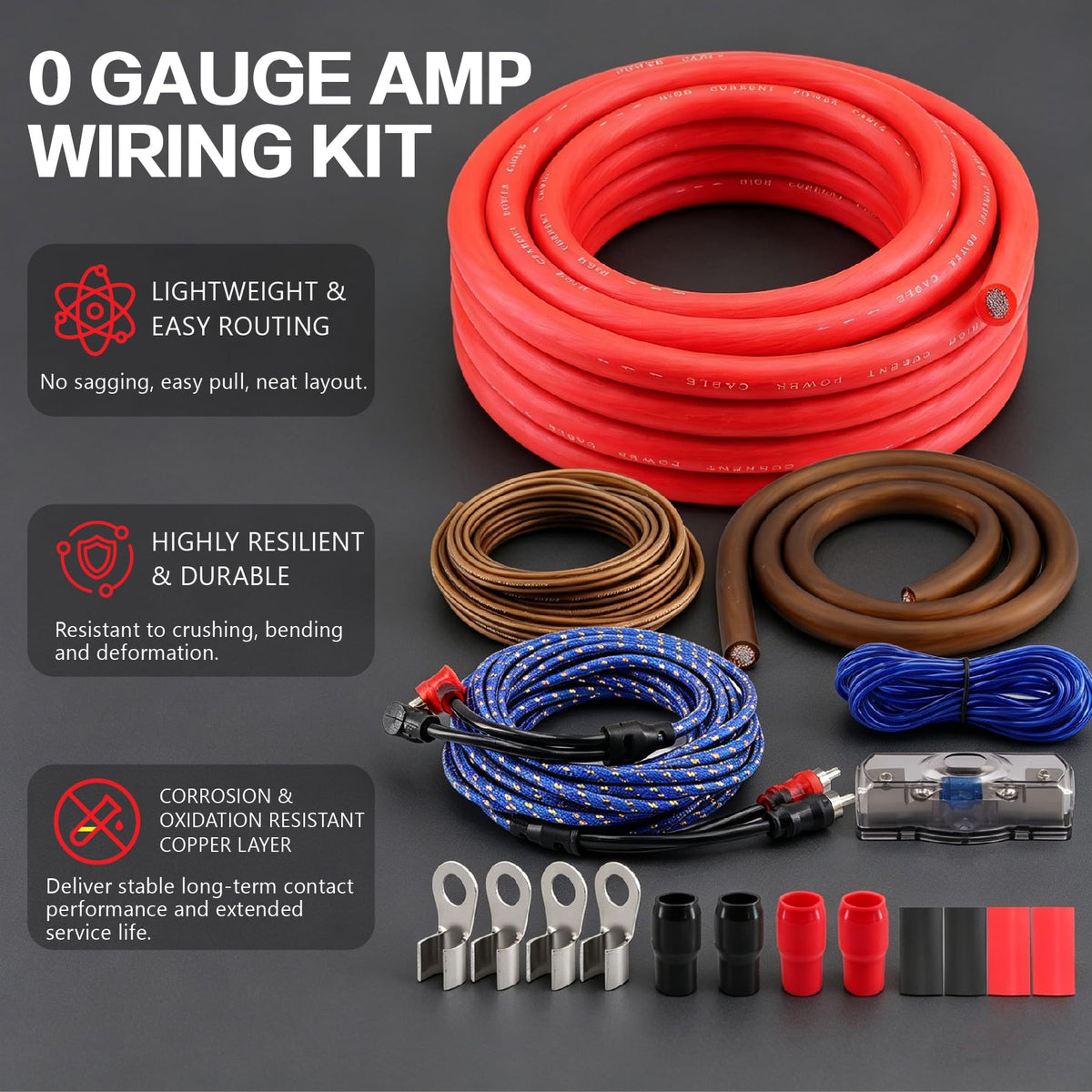 0 Gauge CCA Amplifier Wiring Kit Y750