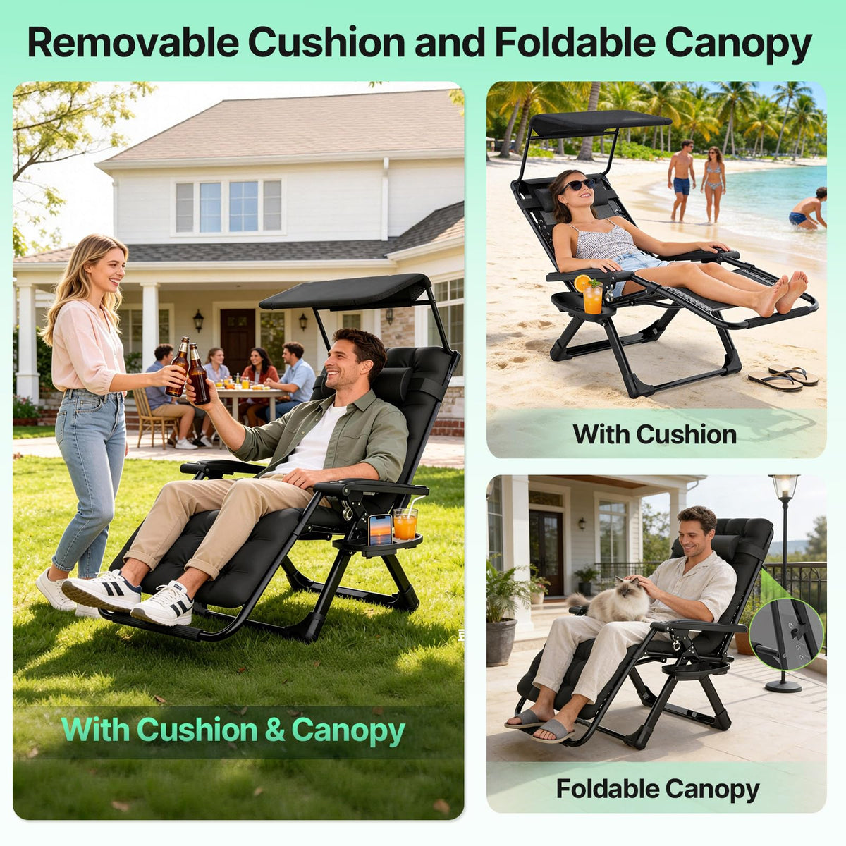 Zero Gravity Reclining Camping Chair with Canopy F50375