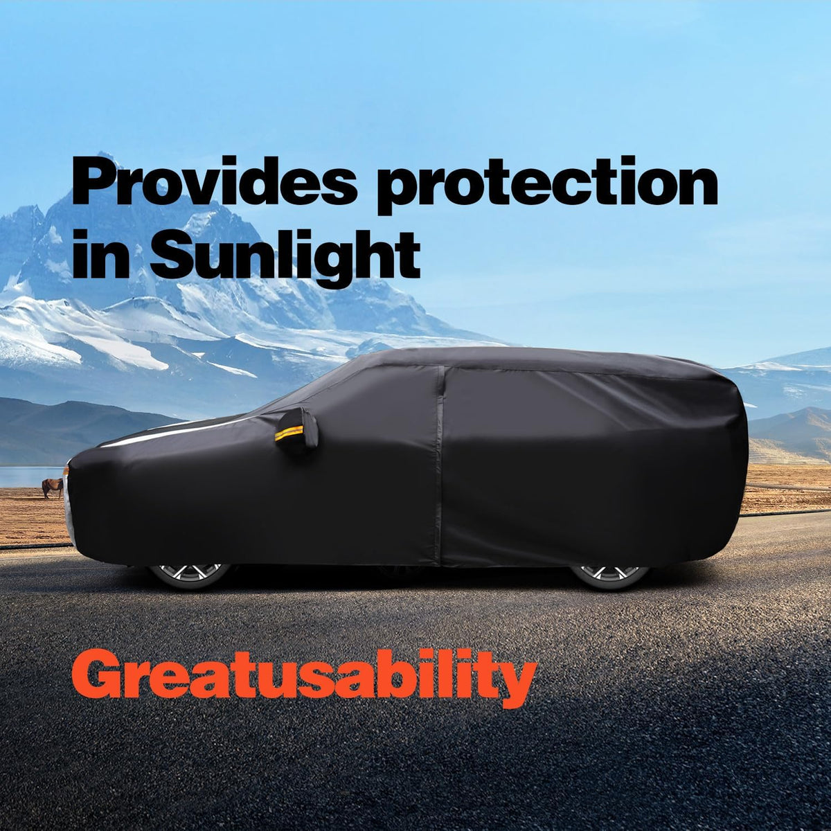 Truck Cover with Camper Shell Topper, Waterproof All Weather with Door Zipper J6489