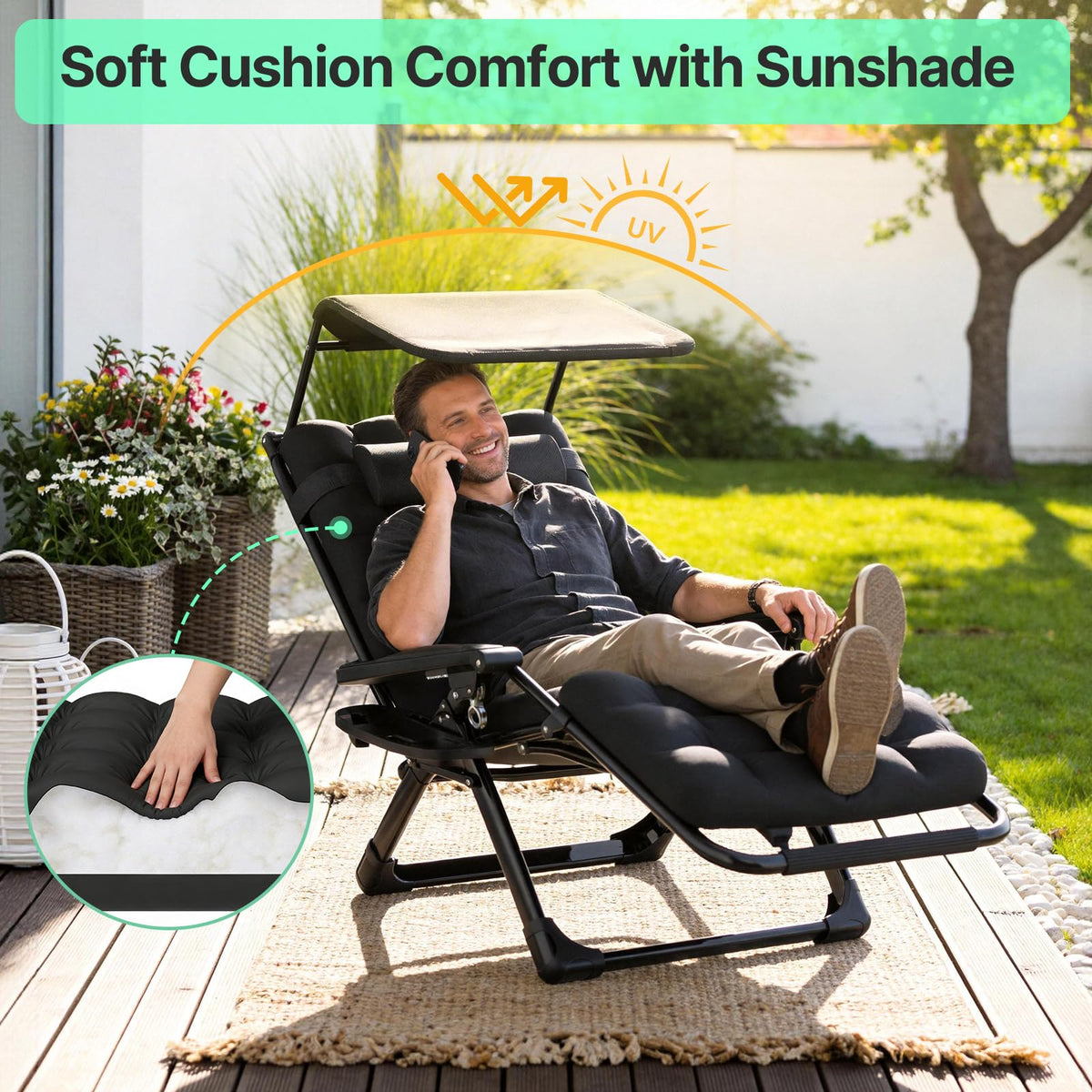 Zero Gravity Reclining Camping Chair with Canopy F50375