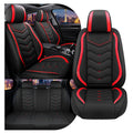 Black Red Nappa Leather Car Seat Covers Set I252
