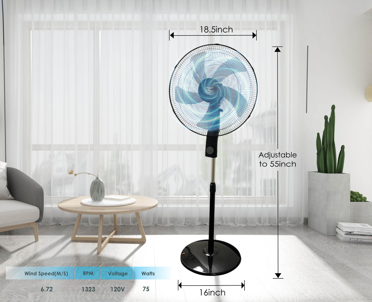 Black 2 Pack 16 inch Pedestal Stand Fan E88190