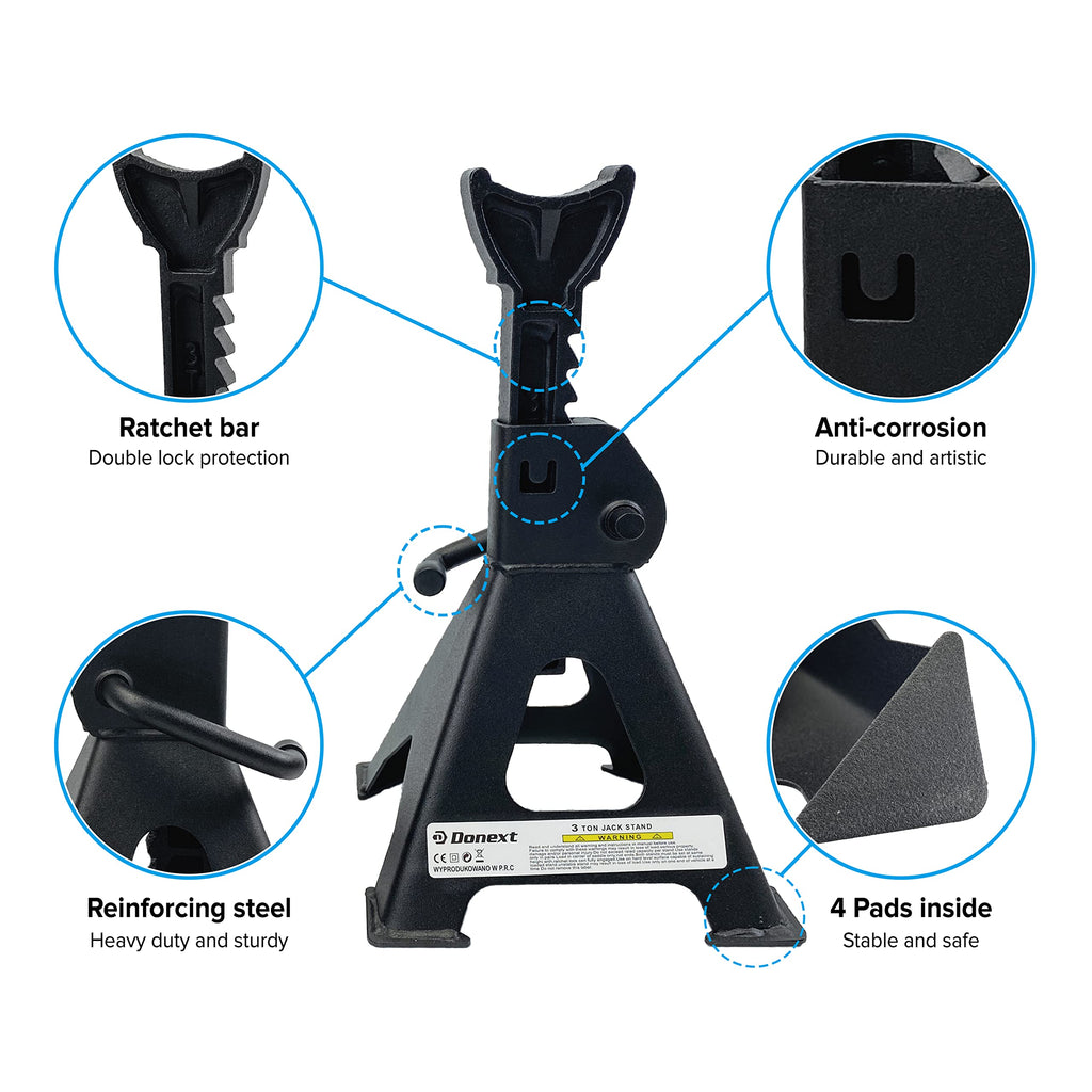 2.5 Ton Steel Floor Jack and 3 Ton Black Jack Stands L946