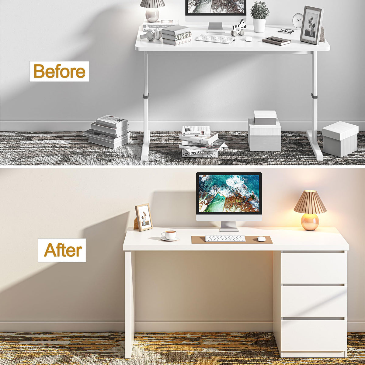 White Desk with Drawers E410203