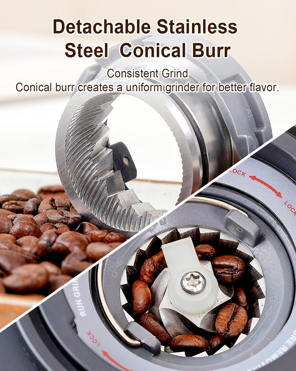 Electric Conical Burr Coffee Grinder with Scale S775557