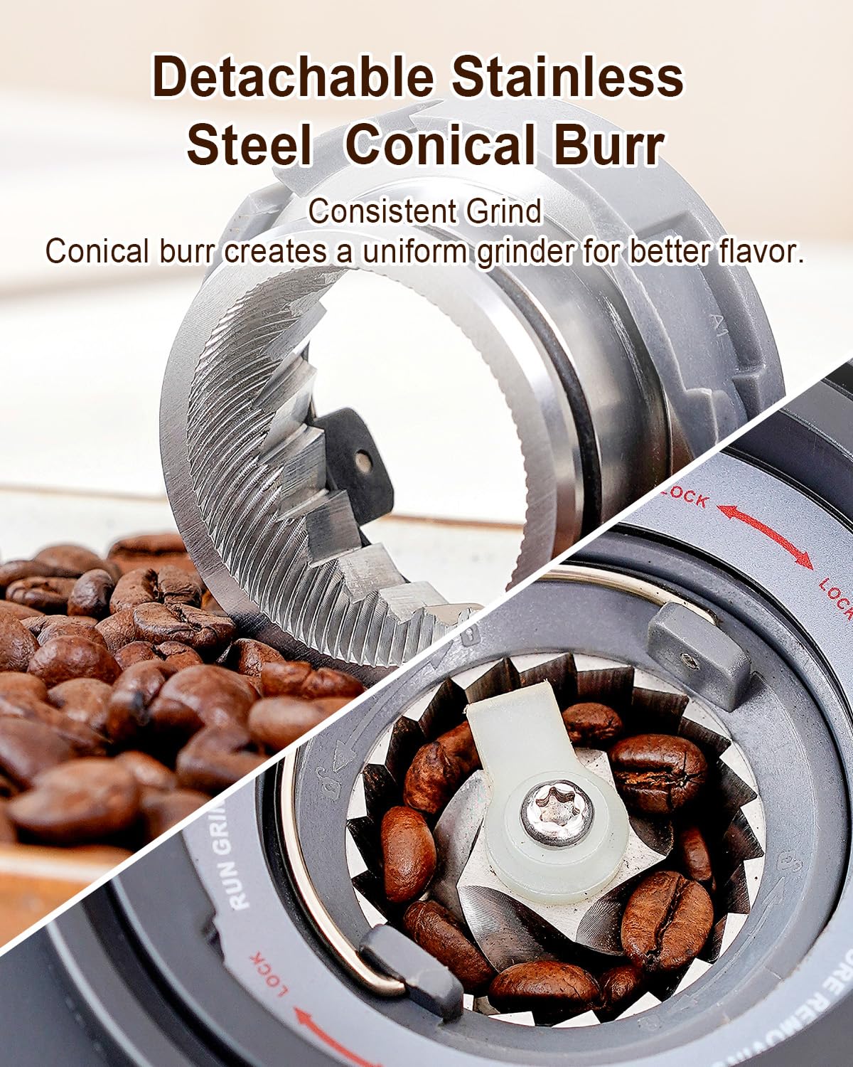 Electric Conical Burr Coffee Grinder with Scale S775557