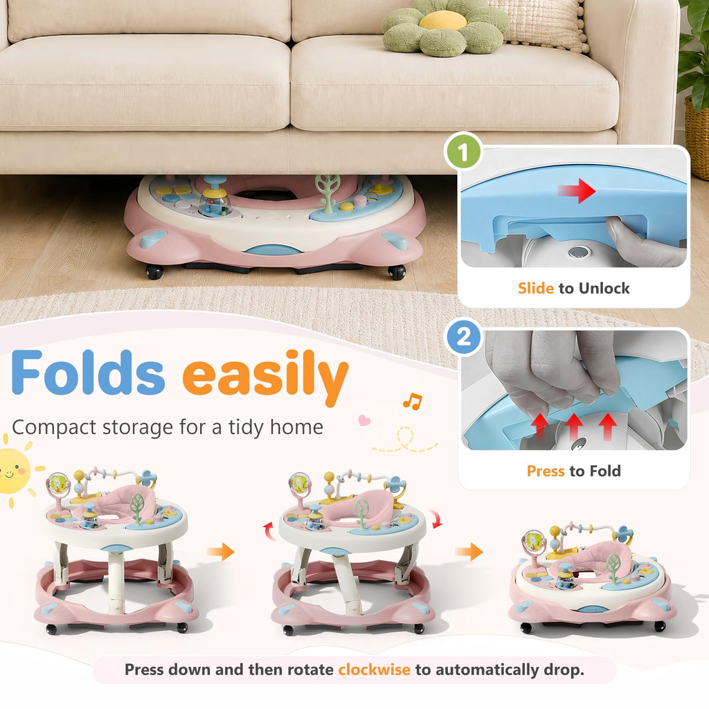 Foldable Baby Walker with Wheels and Rotating Seat E8137