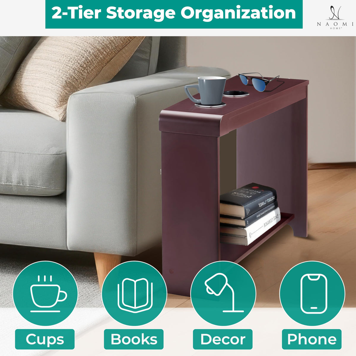 Cherry Nightstand with Charging Station X799