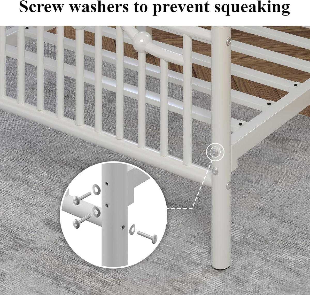 White Twin Metal Bed Frame with Headboard and Footboard X7743