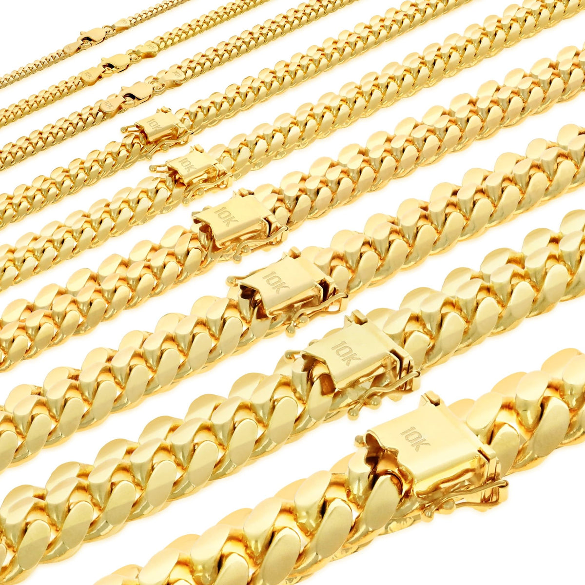 10K Yellow Gold Cuban Link Chain Necklace G645