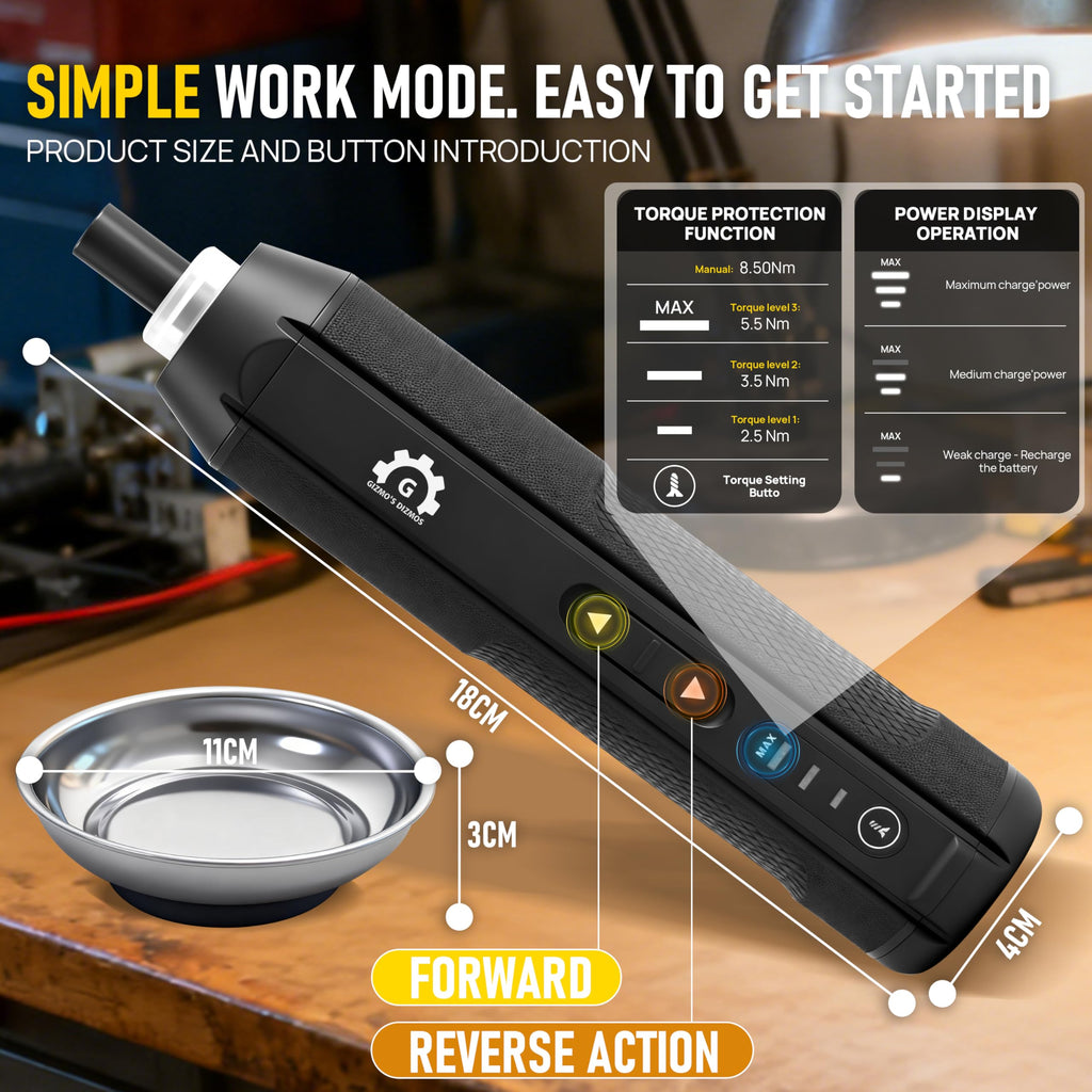 4V Electric Torque Screwdriver Set with 35 Magnetic Bits and Storage Box T87285
