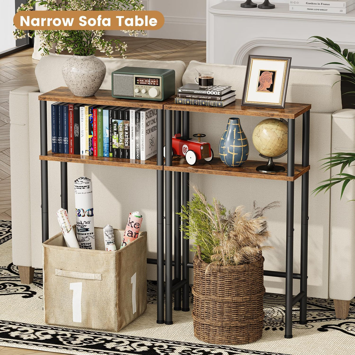 Narrow 15.7" 2-Tier Console Table Z56708