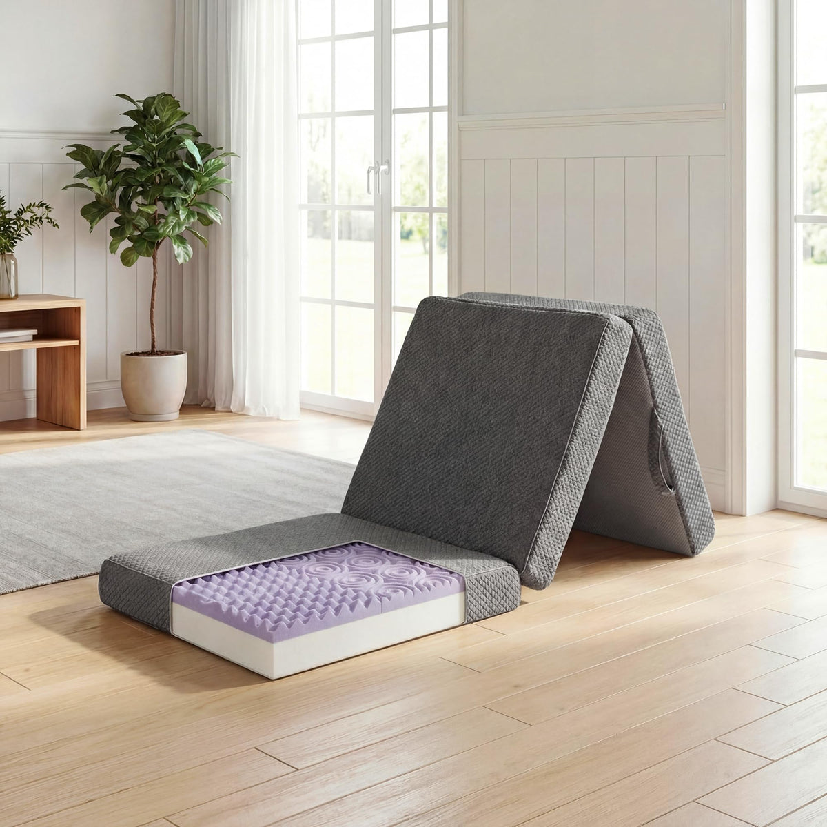 4 Inch Tri-Fold Memory Foam Mattress with Washable Cover B8178