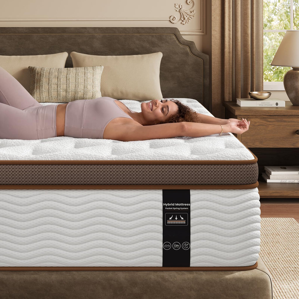 Queen Size 14 Inch Hybrid Mattress with Memory Foam R1915