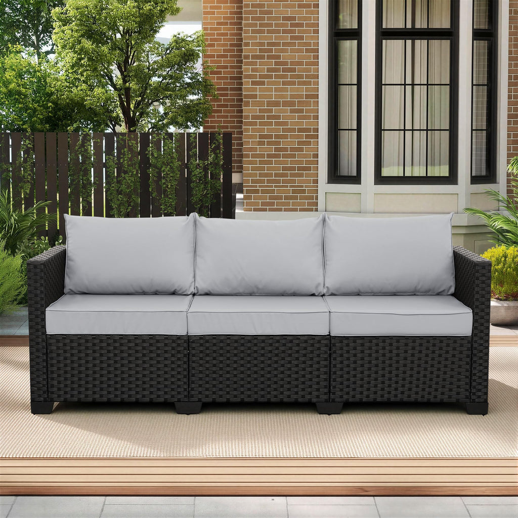 Light Grey 3-seat Outdoor Sofa with Waterproof Cover E61344