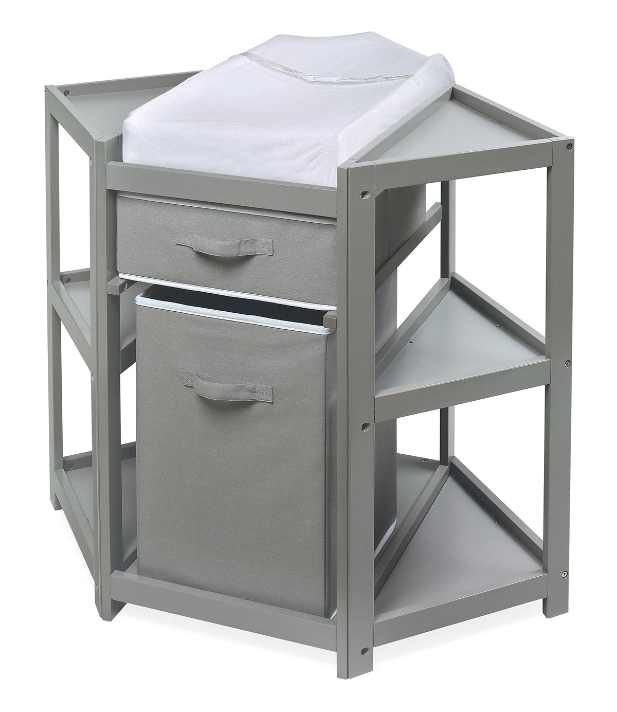 Gray Corner Baby Changing Table with Storage Bin I619