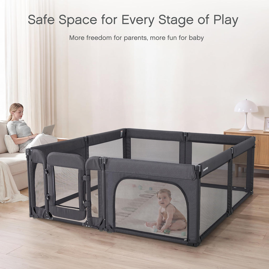 Foldable Adjustable 8-Panel Baby Playpen with Mesh S9302
