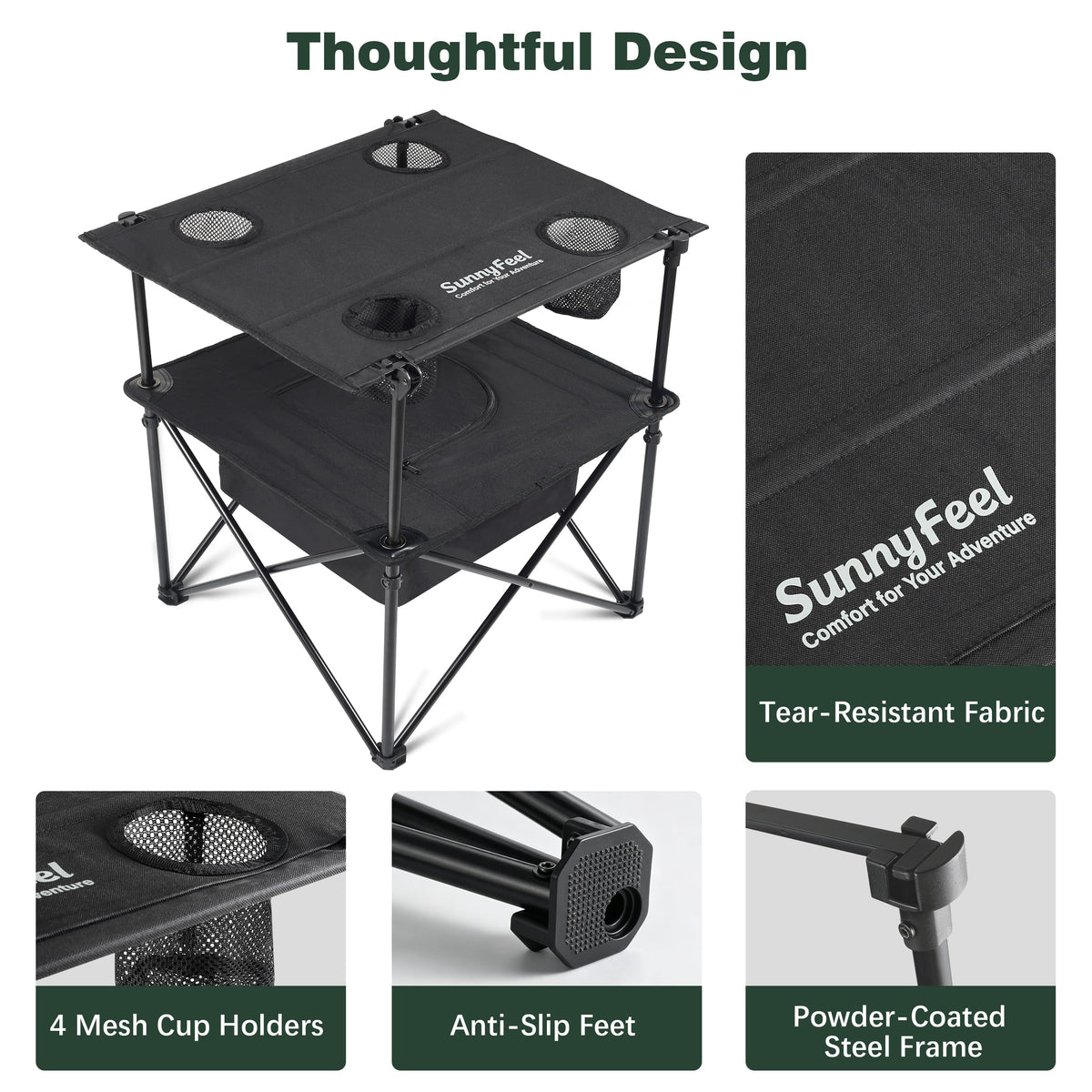 Black Folding Camping Table with Cooler Bag D27314