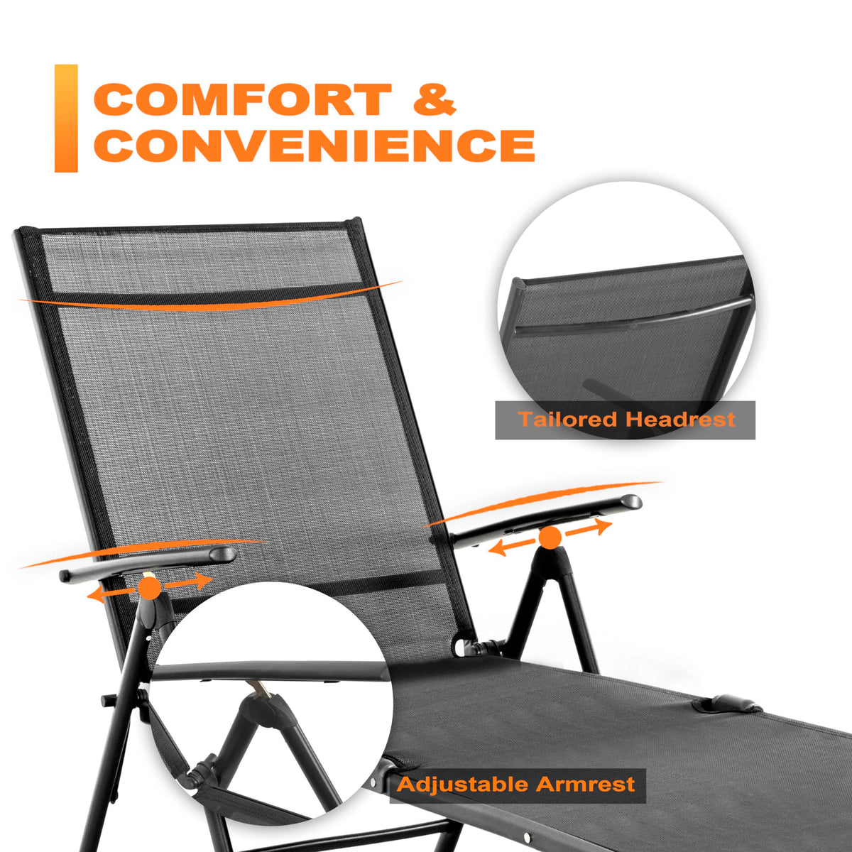 Folding Beach Lounge Chair 2-Pack Grey Textilene L9303
