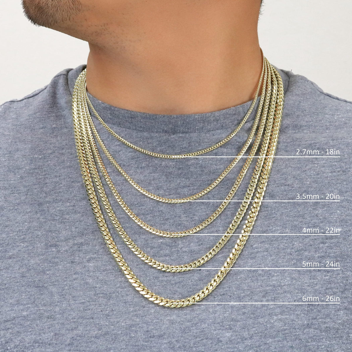 10K Yellow Gold Cuban Link Chain Necklace G645